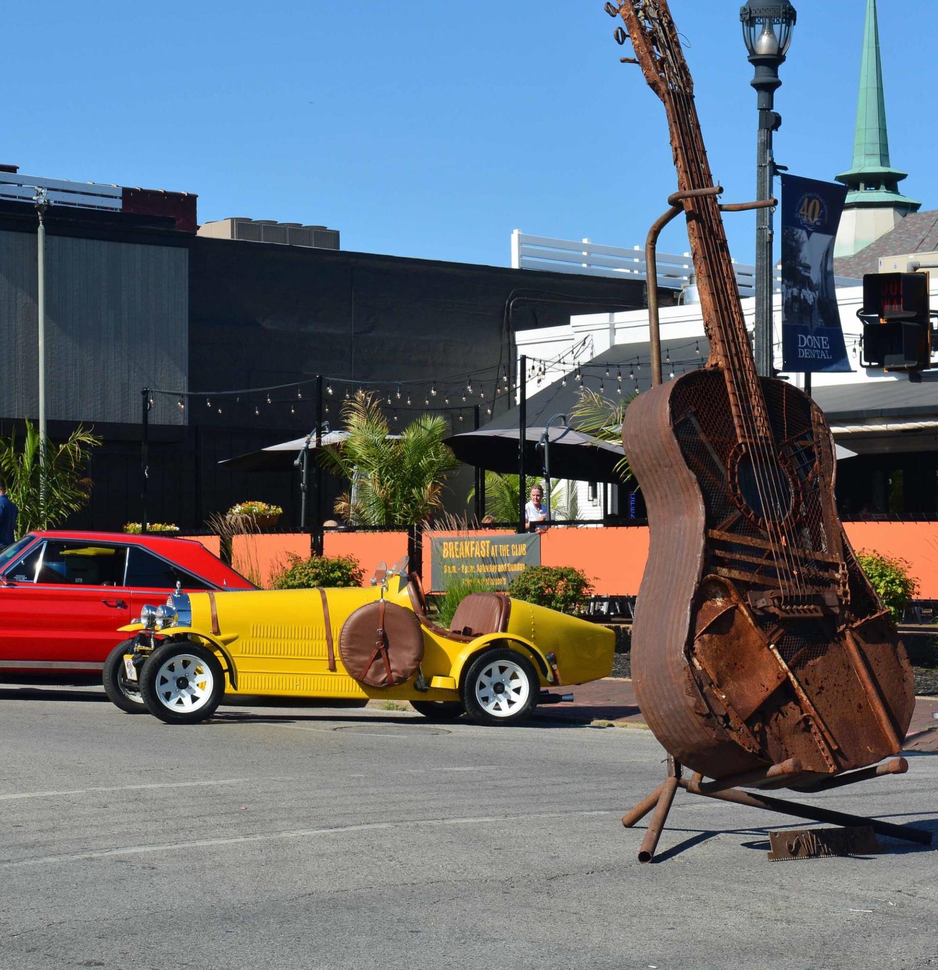 Vintage Cars and Guitar Artwork